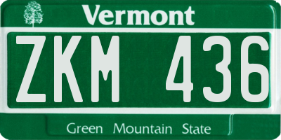 VT license plate ZKM436