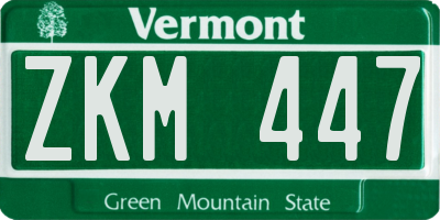 VT license plate ZKM447