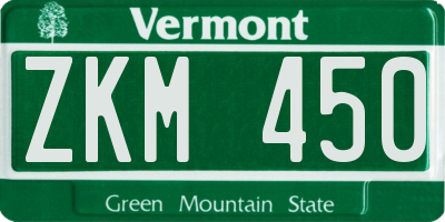VT license plate ZKM450