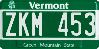 VT license plate ZKM453