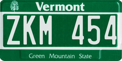 VT license plate ZKM454