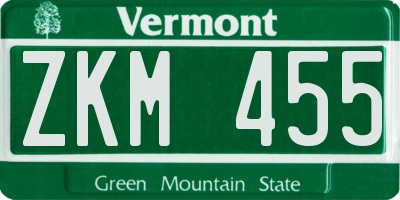 VT license plate ZKM455