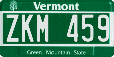 VT license plate ZKM459