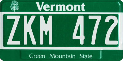 VT license plate ZKM472