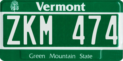 VT license plate ZKM474