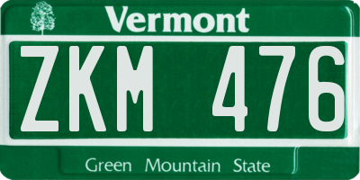 VT license plate ZKM476