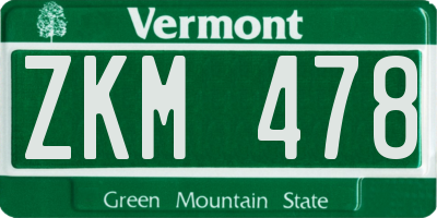 VT license plate ZKM478