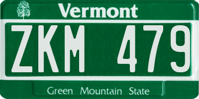 VT license plate ZKM479