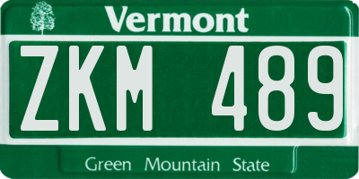 VT license plate ZKM489