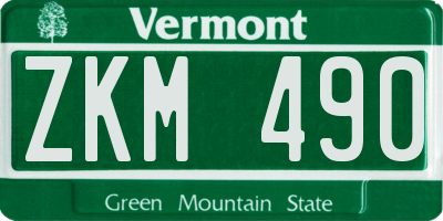 VT license plate ZKM490