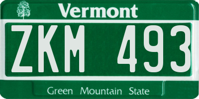 VT license plate ZKM493
