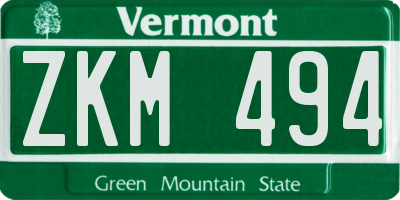 VT license plate ZKM494