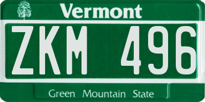 VT license plate ZKM496