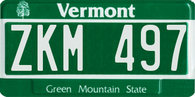 VT license plate ZKM497