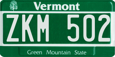 VT license plate ZKM502