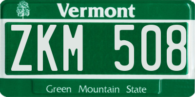 VT license plate ZKM508