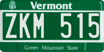 VT license plate ZKM515