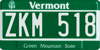 VT license plate ZKM518