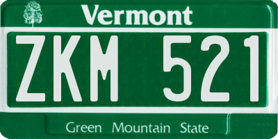 VT license plate ZKM521
