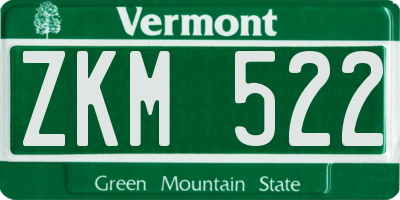 VT license plate ZKM522