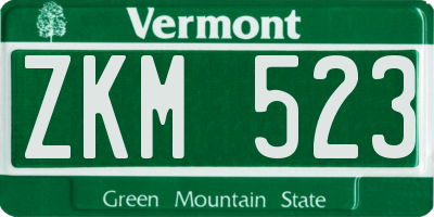 VT license plate ZKM523