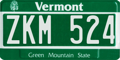 VT license plate ZKM524