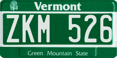 VT license plate ZKM526