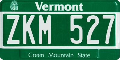 VT license plate ZKM527