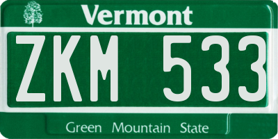 VT license plate ZKM533