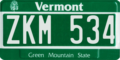 VT license plate ZKM534