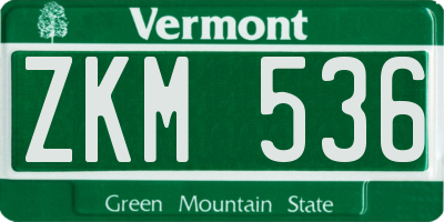 VT license plate ZKM536