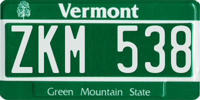 VT license plate ZKM538
