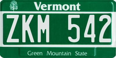 VT license plate ZKM542