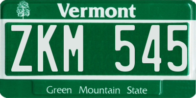 VT license plate ZKM545