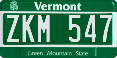 VT license plate ZKM547