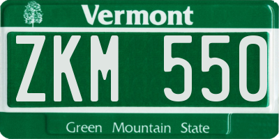 VT license plate ZKM550