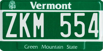 VT license plate ZKM554