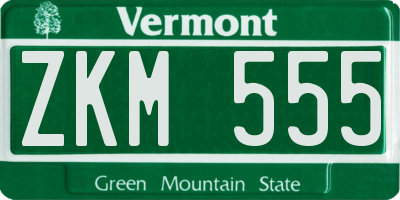 VT license plate ZKM555