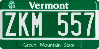 VT license plate ZKM557