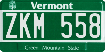 VT license plate ZKM558