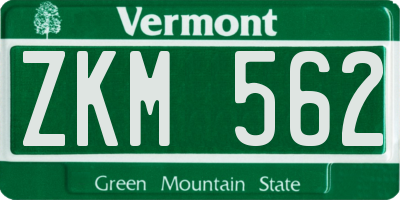 VT license plate ZKM562