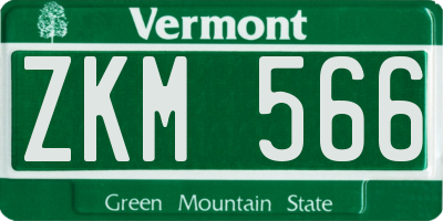 VT license plate ZKM566