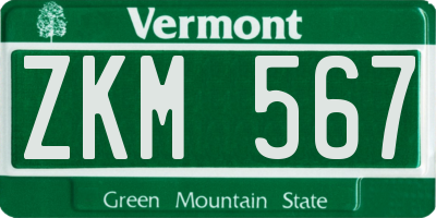 VT license plate ZKM567
