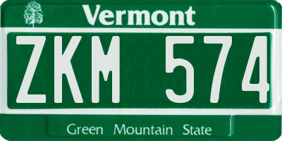 VT license plate ZKM574