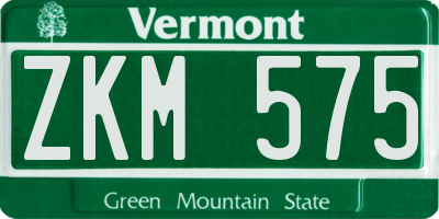 VT license plate ZKM575