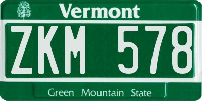 VT license plate ZKM578