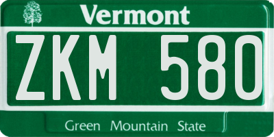 VT license plate ZKM580