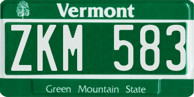 VT license plate ZKM583