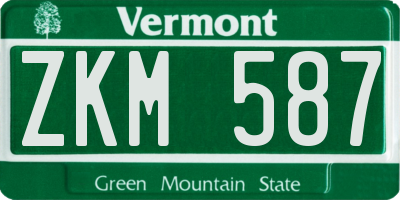 VT license plate ZKM587