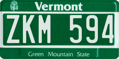 VT license plate ZKM594
